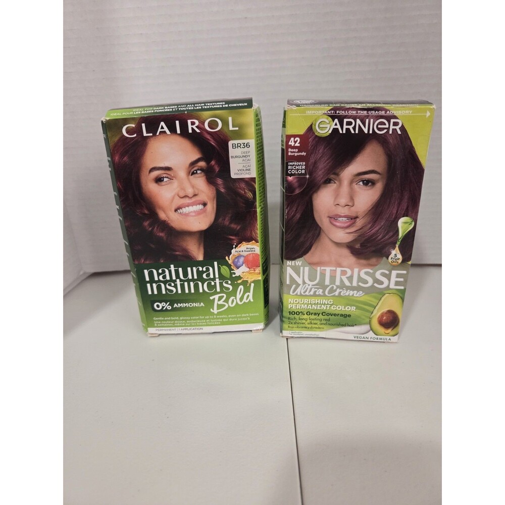 2 boxes of Permanent Hair Color  Clairol & Garnier deep burgundy